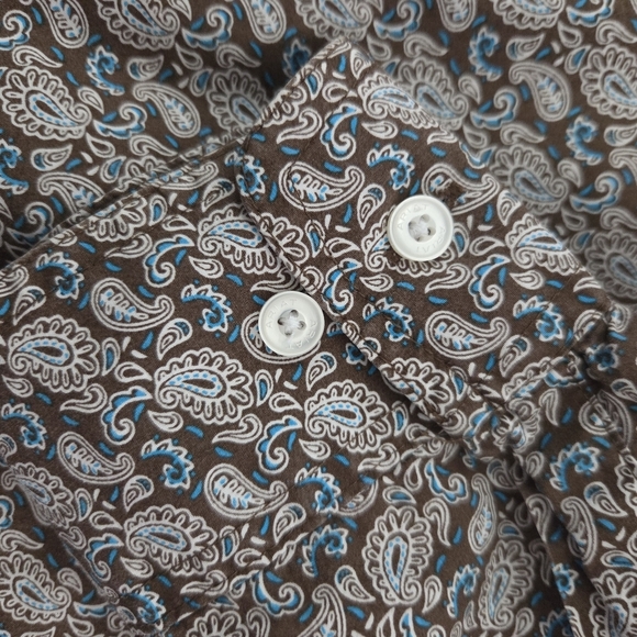 Ariat Mens Brown With Blue Paisley Casual Button Down Shirt Size Small - Picture 6 of 8